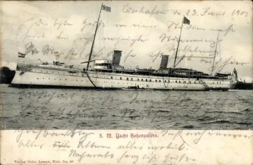 Ak S.M. Yacht Hohenzollern, Kaiserliche Marine