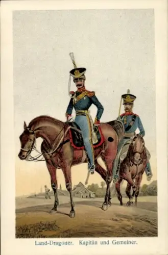 Ak Land-Dragoner, Kapitän, Gemeiner, Vormals Königliches Hannoversches Militär, Um 1840