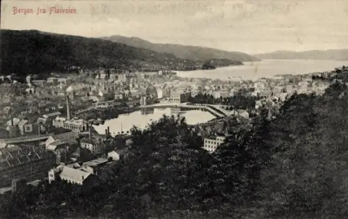 Ak Bergen Norwegen, Gesamtansicht, fra Fleiveien