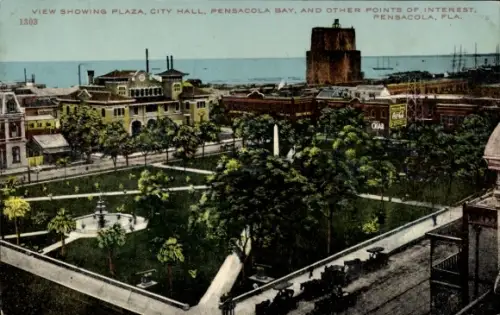 Ak Pensacola Florida USA, Plaza, City Hall, Pensacola Bay, Pensacola, Fla.