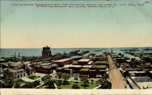 Ak Pensacola Florida USA, Gesamtansicht, Hafenblick