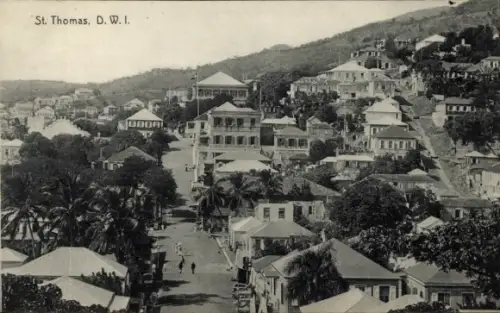 Ak Saint Thomas DWI Amerikanische Jungferninseln, Gesamtansicht