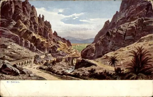 Künstler Ak Perlberg, F., El Kantara Algerien, Die Schlucht von El Kantara