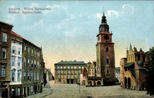 Ak Kraków Krakau Polen, Kraków, Wieża Ratuszowa,  Rathausturm