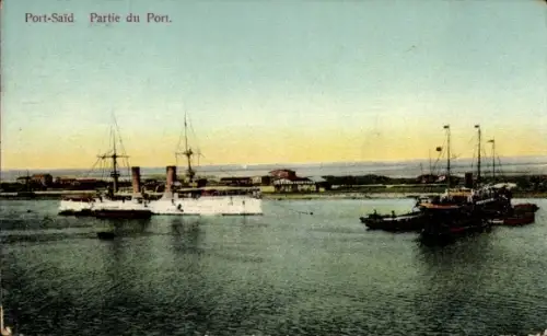 Ak Port Said Ägypten, Port-Saïd, Partie du Port, Hafen mit Schiffen