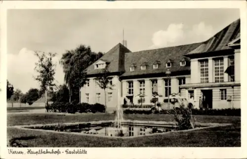 Ak Viersen in Nordrhein Westfalen,  Hauptbahnhofs-Gaststätte, Bahnhof, Brunnen