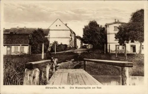 Ak Mieszkowice Bärwalde Neumark Ostbrandenburg, Wasserspüle am See