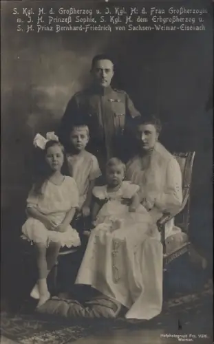 Ak Großherzog und Großherzogin von Sachsen Weimar Eisenach, Prinzessin Sophie, Bernhard Friedrich