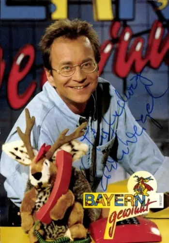 Autogrammkarte Moderator Erwin Weigel, Portrait, Autogramm, Bayern gewinnt