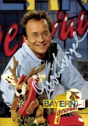 Autogrammkarte Moderator Erwin Weigel, Portrait, Autogramm, Bayern gewinnt