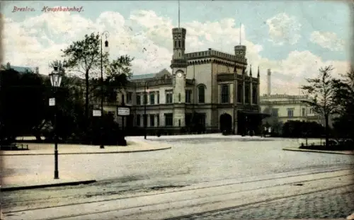Ak Wrocław Breslau Schlesien, Hauptbahnhof