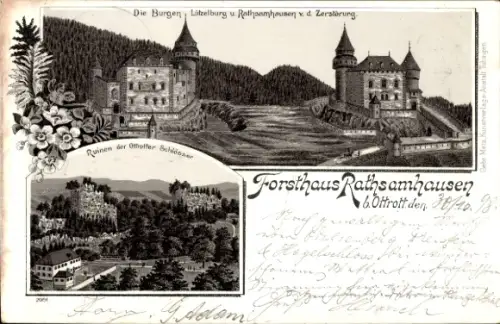 Ak Ottrott Elsass Bas Rhin, Burg Rathsamhausen, Lützelburg, Forsthaus Rathsamhausen