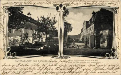 Passepartout Ak Koppelsdorf Gohrisch Sachsen, Teilansichten