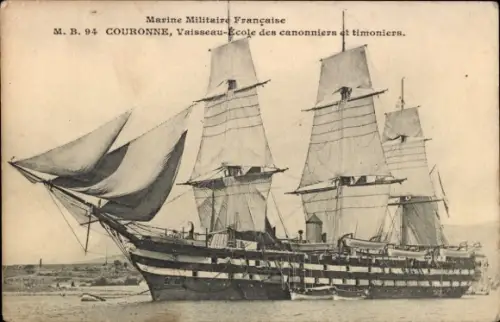 Ak Französisches Kriegsschiff, La Couronne, Bateau Ecole,Segelschulschiff,Marine Militaire Francaise
