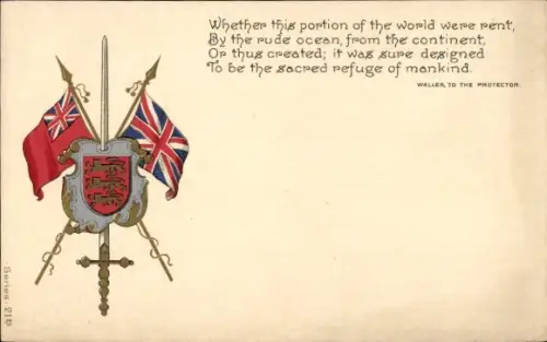 Wappen Ak England, Flaggen, Schwert, Waller, to the Protector