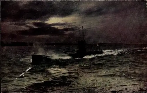 Ak Deutsches U-Boot in voller Fahrt, Kaiserliche Marine