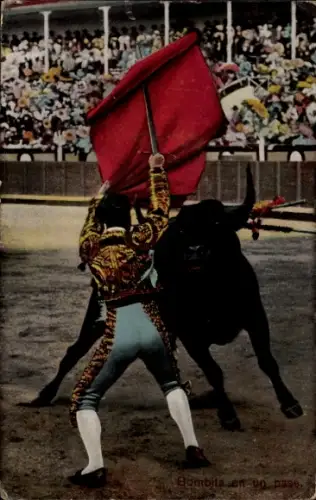 Ak Bombita en un pase, Stierkampf, Matador, Torero, Rotes Tuch