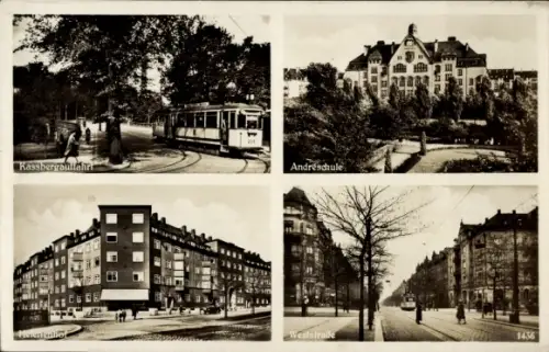 Ak Chemnitz in Sachsen, KAsssbergauffahrt, Straßenbahn, Andresschule, Weststraße, Helenenhof