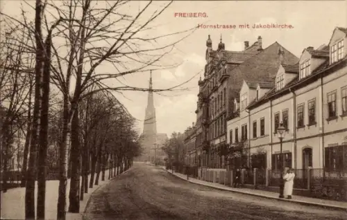 Ak Freiberg in Sachsen,  Hornstraße, Jakobikirche