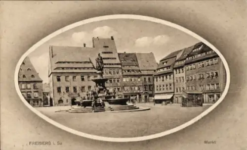 Passepartout Ak Freiberg in Sachsen, Markt