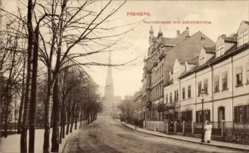 Ak Freiberg in Sachsen,  Hornstrasse, Jakobikirche