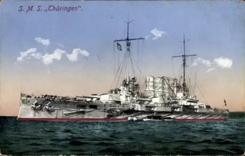 Ak Deutsches Kriegsschiff, SMS Thüringen, Kaiserliche Marine