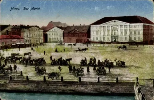 Ak Jelgava Mitau Lettland, Mitau, Der Markt