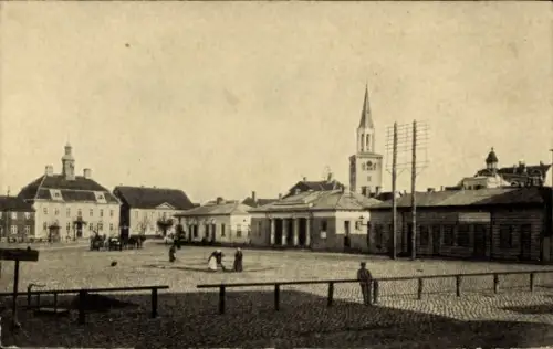 Ak Jelgava Mitau Lettland,  Markt, Rathaus, Trinitatiskirche