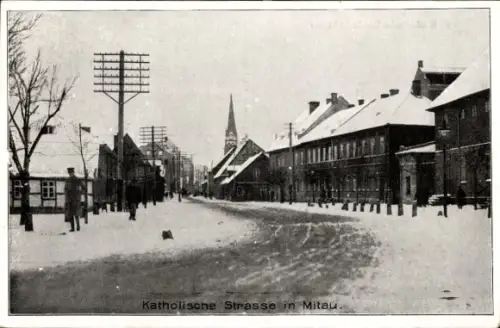 Ak Mitau Lettland, Katholische Straße, Kirche