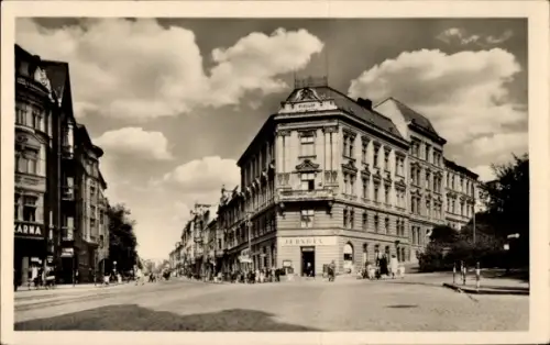 Ak Ústí nad Labem Aussig Elbe Stadt, Masarykova trida, Straßenansicht