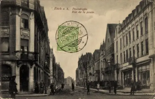 Ak Esch sur Alzette Luxemburg ,  Poststraße, Rue de la poste, Café