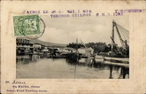 Ak Lefkada Sankt Maura Griechenland, Hafenanlagen