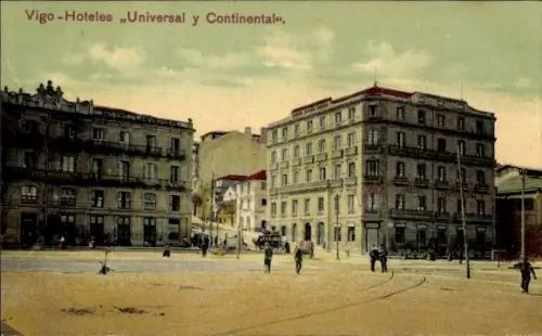 Ak Vigo Galicien Spanien, Universal und Continental Hotels