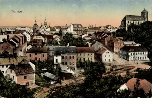 Ak Turnov Turnau Reg. Reichenberg, Blick auf den Ort, Kirche