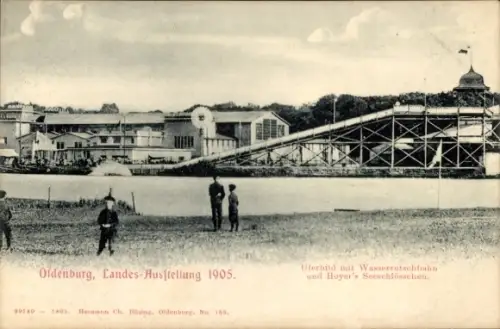 Ak Oldenburg im Gr., Landes-Ausstellung 1905, Wasserrutschbahn, Hoyers Seeschlösschen