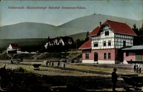 Ak Drei Annen Hohne Wernigerode am Harz, Halberstadt-Blankenburger Bahnhof