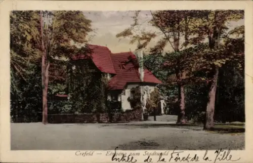 Ak Krefeld am Niederrhein, Eingang zum Stadtwald