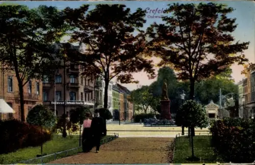 Ak Krefeld am Niederrhein, Ostwall, Denkmal, Restaurant Bellevue