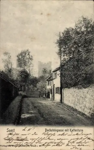 Ak Soest in Westfalen,  Bachsteingasse, Kattenturm