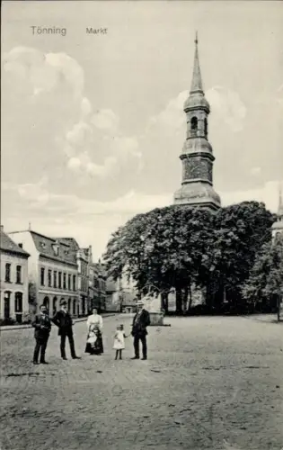 Ak Tönning an der Eider Nordfriesland, Markt, Kirchturm