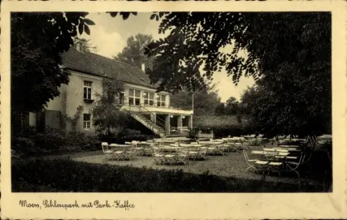 Ak Moers am Niederrhein, Schlosspark mit Parkcafé