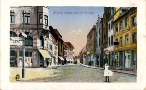 Ak Moers am Niederrhein,  Steinstrasse, Partie, PREASER C.R.FB. Konfektion