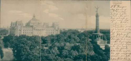 Klapp Ak Berlin Tiergarten, Reichstagsgebäude, Siegessäule