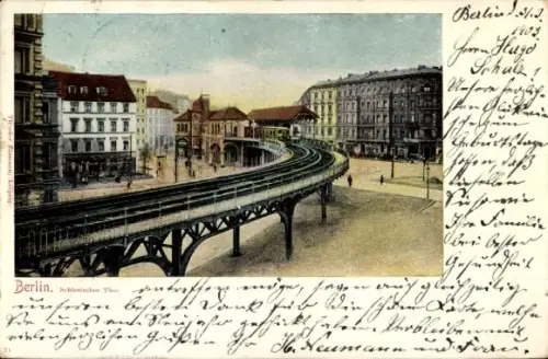 Ak Berlin Kreuzberg, Partie am Schlesischen Tor, Blick auf die U Bahngleise