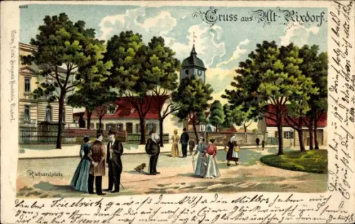 Litho Rixdorf Berlin Neukölln, Partie auf dem Richardplatz