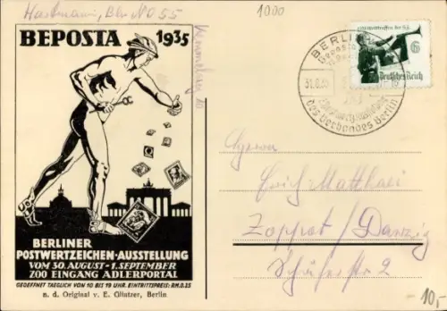 Ak Berlin Tiergarten, Postwertzeichen Ausstellung, Beposta 1935