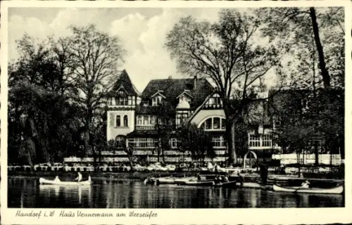 Ak Handorf Münster in Westfalen,  Haus Vennemann am Werseufer, Kaffee-Restaurant, Pension, Inh. J