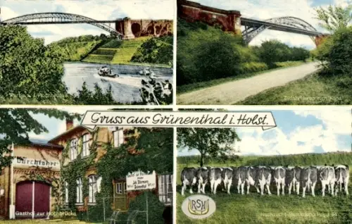 Ak Grünental Beldorf in Schleswig Holstein, Hochbrücke Grünenthal,  Hochbrücke, Gasthof zur Hochb