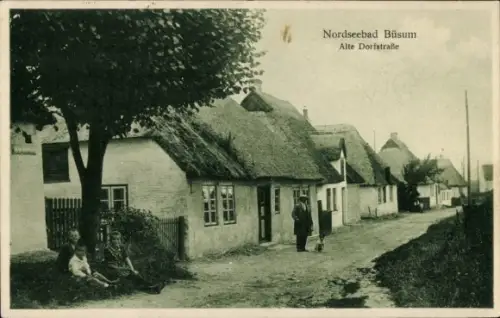 Ak Nordseebad Büsum, Blick in die alte Dorfstraße