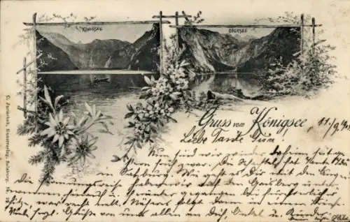 Ak Königsee Königssee in Bayern, Obersee, Berglandschaft